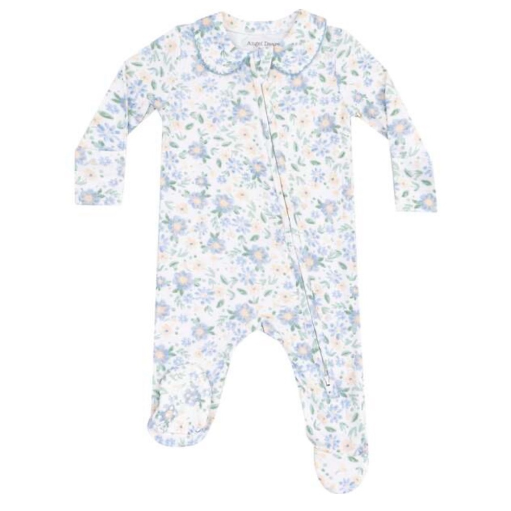 NWT Angel Dear Peter Pan 2 Way Zipper Footie Baby Veronical Floral 3-6M